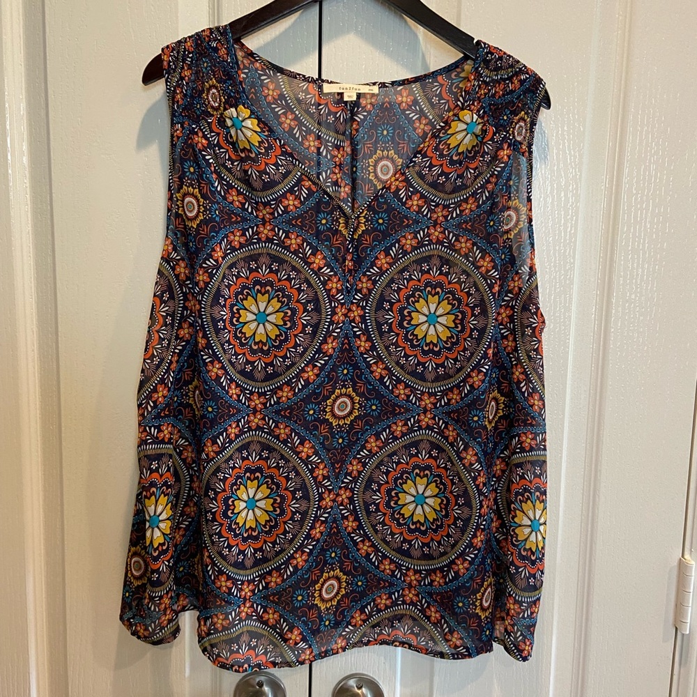 fun2fun Navy Floral Print Tank 2XL